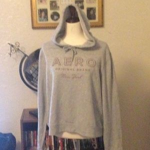 This is a cozy comfy gray Aeropostale hoodie. It is a size XL but fits like a L